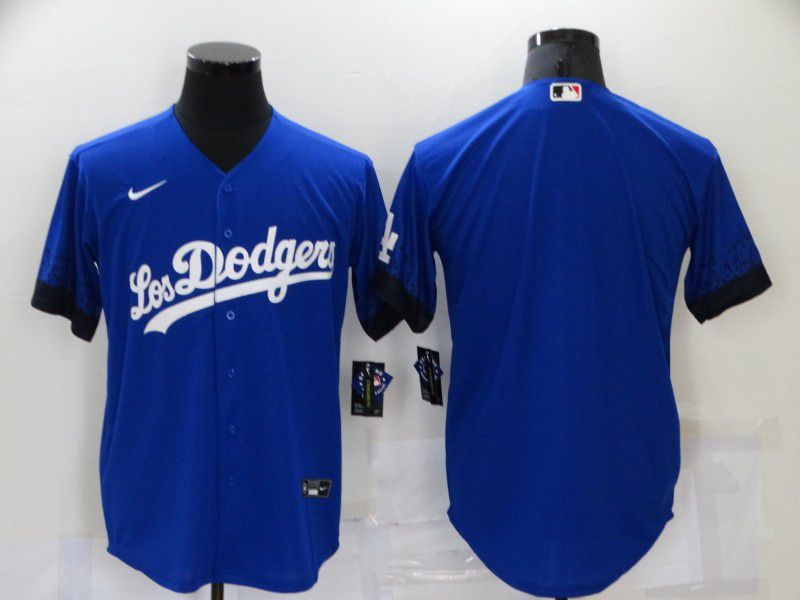 Men Los Angeles Dodgers Blank Blue City Edition Game Nike 2021 MLB Jersey